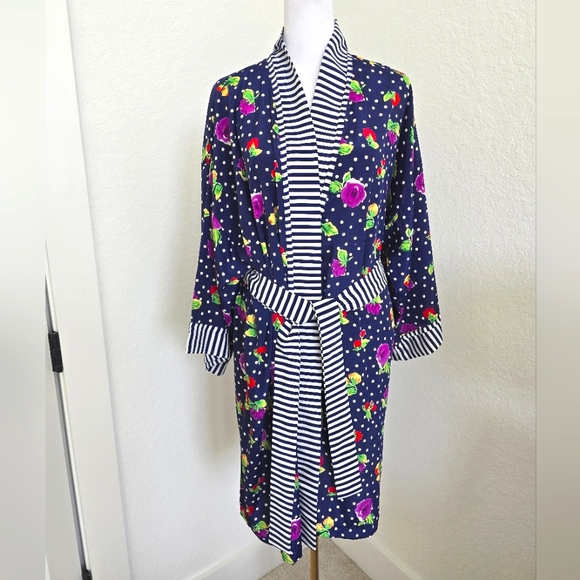 Victoria’s Secret Vintage Kimono Robe Gold Tag Floral Purple Red Blue One Size🌸 - Picture 1 of 9